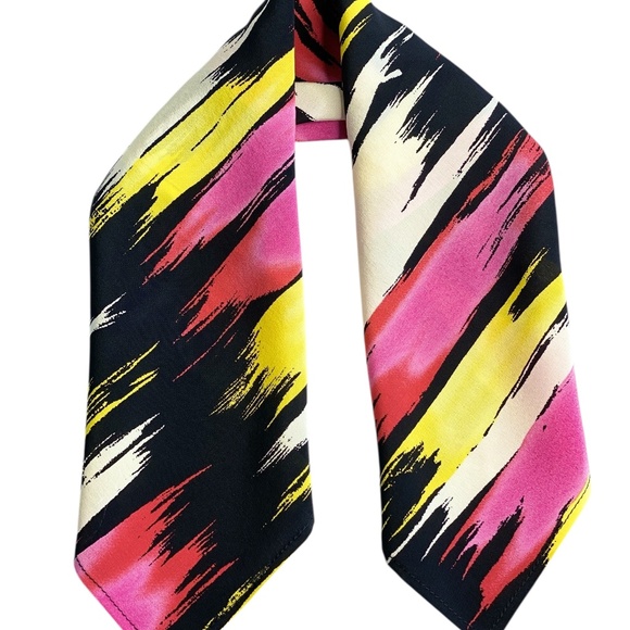 NWT SILKLETTE Abstract Paintbrush 100% Fine Silk Kerchief Scarf FUCHSIA + YELLOW - Picture 6 of 8